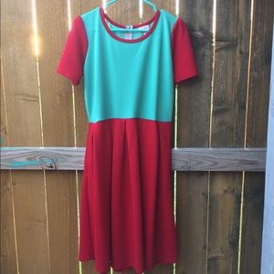 LuLaRoe Red and Blue XL Dress WITH POCKETS!!